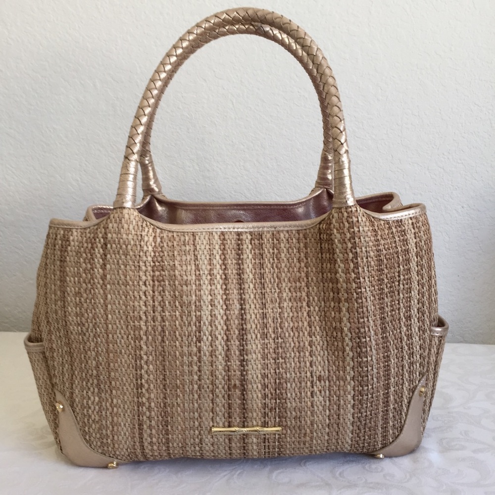 elaine turner braided handle straw bag
